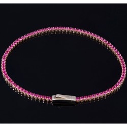 Tennisarmband mit leuchtenden, rosa-rot, pinken Zirkoniasteinen aus hochwertigem 585 14K Gold in (ca. 19 cm Länge)