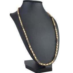 Königskette mit schwarzem Zirkoniabesatz aus 585er Gelbgold (14k)- 60cm lang, 3,3 mm breit