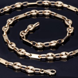 Bohnenkette - Plättchenketten (Plattenketten) - Mix aus 585er (14 Karat) Gelbgold (ca. 60cm; 7,5mm, 23,8g)