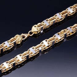 Außergewöhnliche Königskette in Käfigketten-Look aus edlem 585 / 14K Bicolor Gold   (ca. 65cm, 7mm)