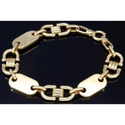 Exklusiver Mix aus Steigbügel  und Plättchenarmband aus edlem 585 14K Gold in Megabreite von 13mm (ca. 24cm Länge, ca. 14,1g)