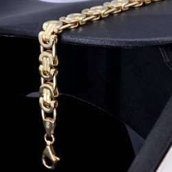 Flaches Königsarmband in modernem Design aus hochwertigem Gold 585 14k ca. 7,5mm breit, 24,5 cm lang