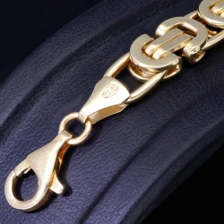 Flaches Königsarmband in modernem Design aus hochwertigem Gold 585 14k ca. 7,5mm breit, 24,5 cm lang