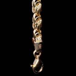 Edles Königsarmband mit schwarzen, glitzernden Zirkoniasteinen aus 585er Gelbgold (14K) in ca. 21,5 cm Länge, 3,5mm
