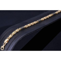 Edles Königsarmband mit schwarzen, glitzernden Zirkoniasteinen aus 585er Gelbgold (14K) in ca. 21,5 cm Länge, 3,5mm