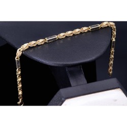 Edles Königsarmband mit schwarzen, glitzernden Zirkoniasteinen aus 585er Gelbgold (14K) in ca. 21,5 cm Länge, 3,5mm