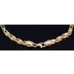 Edles Königsarmband mit schwarzen, glitzernden Zirkoniasteinen aus 585er Gelbgold (14K) in ca. 21,5 cm Länge, 3,5mm