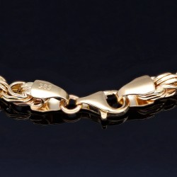 Edles Königsarmband mit schwarzen, glitzernden Zirkoniasteinen aus 585er Gelbgold (14K) in ca. 21,5 cm Länge, 3,5mm