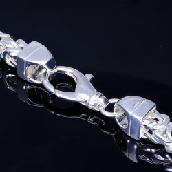 MEGA Breite, massive, diamantierte Königskette aus hochwertigem 925 Sterling-Silber (ca. 65cm Länge, 8mm Breite)