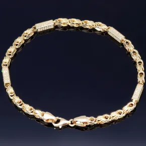 Bling - Königsarmband mit glitzernden Zirkonia Steinen aus 585er Gelbgold (14 Karat) in 21,5 cm Länge