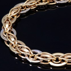 Stilvolles Damen - Armband aus hochwertigem 585 / 14k Bicolor Gold (Gelbgold und Weißgold) ca. 21cm lang
