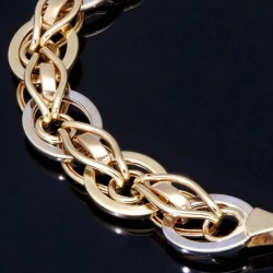Stilvolles Damen - Armband aus hochwertigem 585 / 14k Bicolor Gold (Gelbgold und Weißgold) ca. 21cm lang