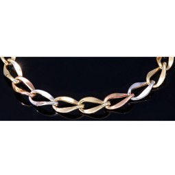 Stilvolle, hochwertiges Damen - Armband aus 585er (14k) Tricolor Gelbgold, Roségold und Weißgold ca. 20cm lang