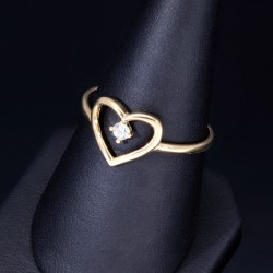 Infinity-Herz-Ring für Damen aus edlem 585 14K Gold mit Zirkoniasteinen besetzt in RG 57