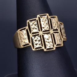 Glanzvoller Ring aus edlem Gold mit ausgefallenem Muster in 585 14K Gelbgold in Ringgröße ca. 58
