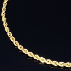 Glänzendes Twist-Armband / Kordelarmband in edlem 585er 14k Gold, ca. 2mm breit, 20cm lang