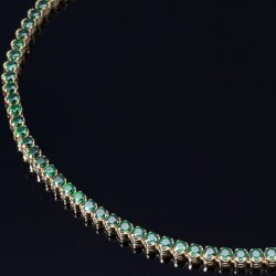 Glänzendes Tennisarmband mit leuchtenden, dunkelgrünen Zirkoniasteinen aus hochwertigem 585 14K Gold in (ca. 19,5 cm Länge)