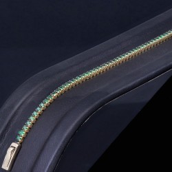 Glänzendes Tennisarmband mit leuchtenden, dunkelgrünen Zirkoniasteinen aus hochwertigem 585 14K Gold in (ca. 19,5 cm Länge)
