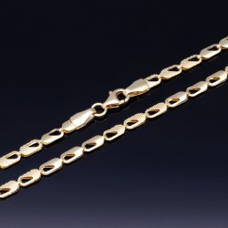 Trendige Goldkette mit filigranem Design in hochwertigem 585 14k Gelbgold (ca. 50cm lang, 3mm breit)