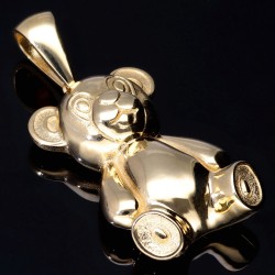 Niedlicher Teddy-Bär Anhänger aus funkelndem Gelbgold (585 / 14K Gold)