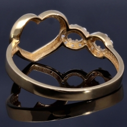 Infinity-Herz-Ring für Damen aus edlem 585 14K Gold mit Zirkoniasteinen besetzt in RG 55-56