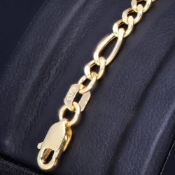 Exquisites Figaro Armband aus hochwertigem 585 14k Gold, ca. 3mm breit, ca. 21cm lang