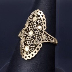 Filigran verzierter Ring in ausgefallenem Design für Damen in 585 14K Gold Ringgröße ca. 54-55
