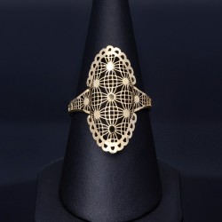 Filigran verzierter Ring in ausgefallenem Design für Damen in 585 14K Gold Ringgröße ca. 54-55