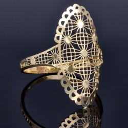 Filigran verzierter Ring in ausgefallenem Design für Damen in 585 14K Gold Ringgröße ca. 54-55