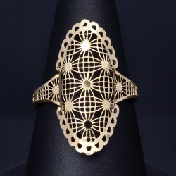 Filigran verzierter Ring in ausgefallenem Design für Damen in 585 14K Gold Ringgröße ca. 54-55