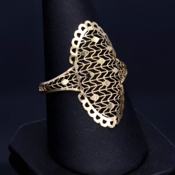 Fein verzierter Ring in elegantem Design für Damen in 585 14K Gelbgold Ringgröße ca. 56-57
