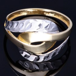 Wunderschöner Ring für Damen in 585 / 14K Bicolor Gold mit Eyecatcher - Effekt n in Ringgröße ca. 58