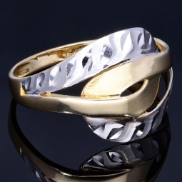 Wunderschöner Ring für Damen in 585 / 14K Bicolor Gold mit Eyecatcher - Effekt n in Ringgröße ca. 58