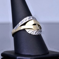 Wunderschöner Ring für Damen in 585 / 14K Bicolor Gold mit Eyecatcher - Effekt n in Ringgröße ca. 58