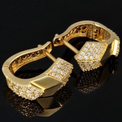 Massive Ohrringe in modernem, stilvollen Design mit Zirkoniasteinen und englischem Verschluss aus edlem 585er 14K Gold