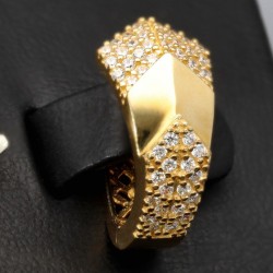 Massive Ohrringe in modernem, stilvollen Design mit Zirkoniasteinen und englischem Verschluss aus edlem 585er 14K Gold