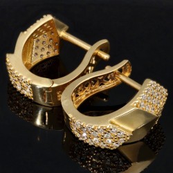 Massive Ohrringe in modernem, stilvollen Design mit Zirkoniasteinen und englischem Verschluss aus edlem 585er 14K Gold