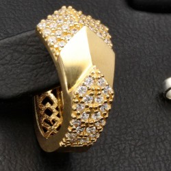 Massive Ohrringe in modernem, stilvollen Design mit Zirkoniasteinen und englischem Verschluss aus edlem 585er 14K Gold
