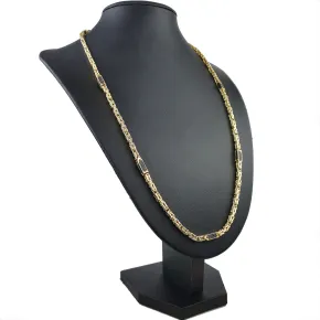 Königskette mit schwarzen Zirkonia aus 585er Gelbgold (14k)- 65cm lang, 4,5 mm breit, 28g