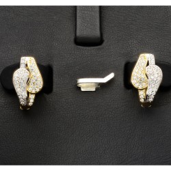Massive Ohrringe mit glänzenden Zirkoniasteinen und englischem Verschluss aus Bicolor 585er 14K Gold