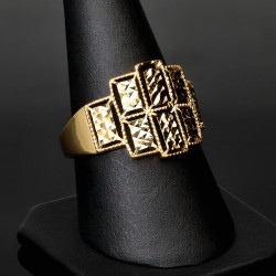 Edler Unisex Ring aus funkelndem 14k 585 Gelbgold in ausgefallenem Design in 585 14K in Ringgröße ca. 59