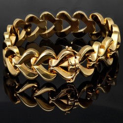 Exquisites Goldarmband für Damen in elegantem Design aus glänzendem 333er / 8k Gelbgold in 17 mm Mega-Breite und ca. 19-20 cm Länge, (ca. 21,3g)