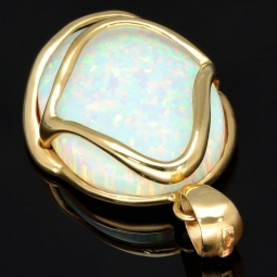 Eindrucksvoller Anhänger mit großem, eingefassten Opal in hochwertigem 14K / 585 Gold