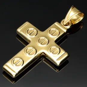 Glänzender Kreuz Anhänger in modernem Design aus 14k / 585 Gold