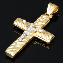 Kruzifix-Anhänger - Jesus Christus Kreuz aus Gold aus 14k (585er) Gelbgold und Weißgold