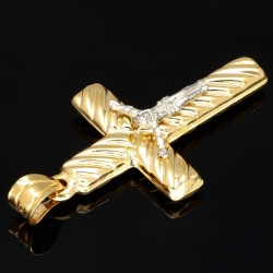 Kruzifix-Anhänger - Jesus Christus Kreuz aus Gold 14k (585er) Gelbgold und Weißgold