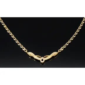 Collier für Damen aus 585 (14k) Bicolor Gold (Gelb- und Weißgold) mit einem von Zirkoniasteinen besetzten Anhänger (ca. 47 cm)