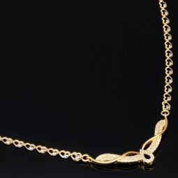 Collier für Damen aus 585 (14k) Bicolor Gold (Gelb- und Weißgold) mit einem von Zirkoniasteinen besetzten Anhänger in graziösem Design (ca. 47 cm)