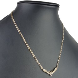 Collier für Damen aus 585 (14k) Bicolor Gold (Gelb- und Weißgold) mit einem von Zirkoniasteinen besetzten Anhänger in graziösem Design (ca. 47 cm)