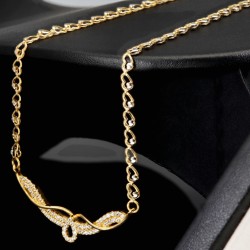 Collier für Damen aus 585 (14k) Bicolor Gold (Gelb- und Weißgold) mit einem von Zirkoniasteinen besetzten Anhänger (ca. 47 cm)